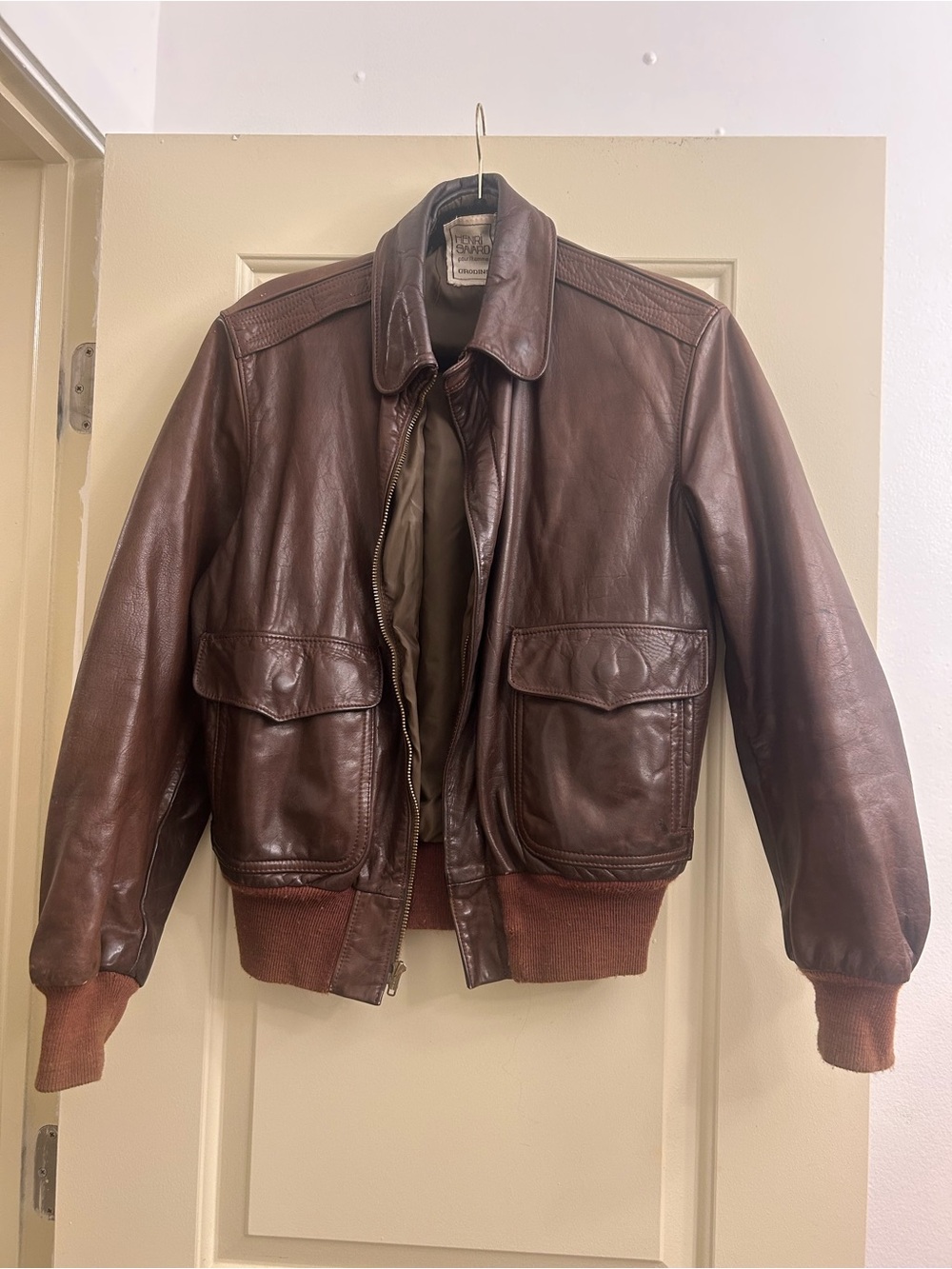 Classic 70’s vintage Brown Leather Bomber Jacket